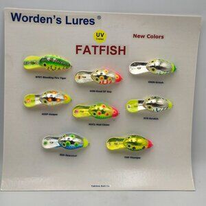 Yakima Wordens Lures Fatfish Fishing Lure Show Display Card 8 Colors 644703